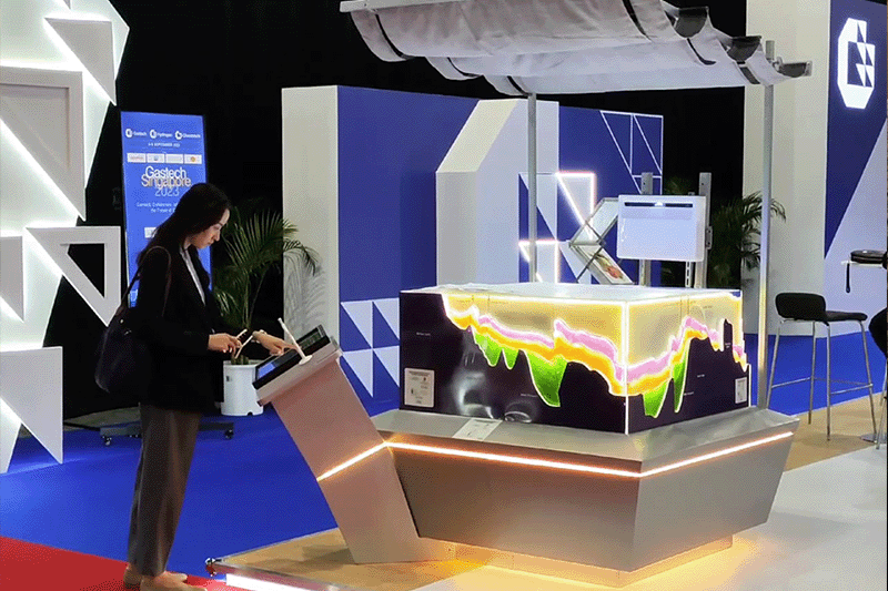 Exhibition maquette with illuminated subsurface display